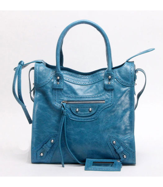 Balenciaga Velo Piccolo Blue Sky pelle di vitello Tote Bag